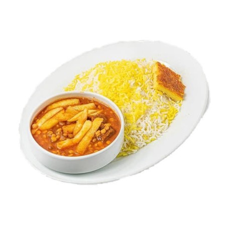 چلو خورشت قیمه سیب زمینی با دوغ ( ویژه دبستان )