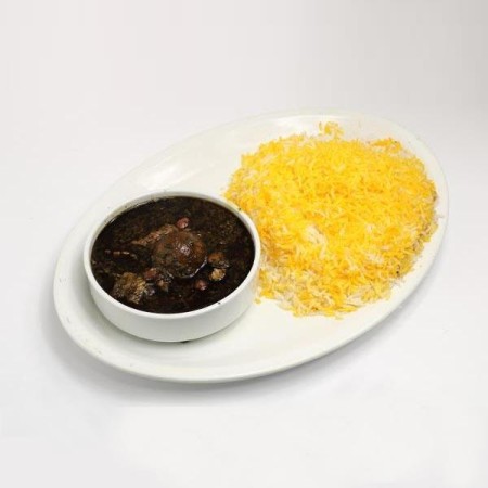 چلو خورشت قورمه سبزی با دوغ ( ویژه دبستان )